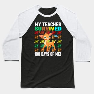 My Teacher Survived 100 Days Of Me Funny 100th Day Of School Baseball T-Shirt